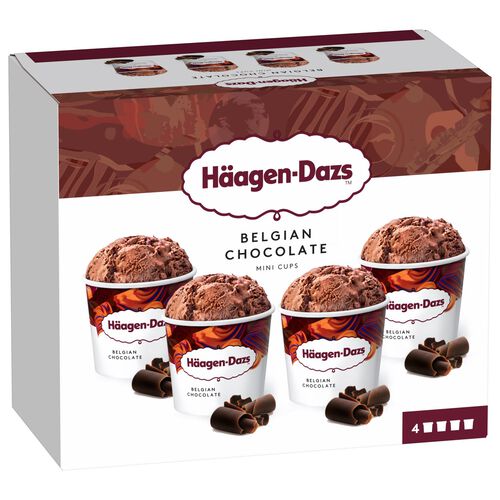 HELADO MINI TARRINA SABOR A CHOCOLATE BELGA HAAGEN DAZS 4X95ml image number