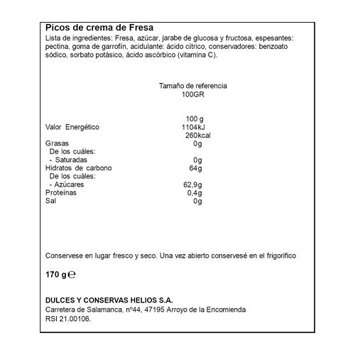 Picos crema de fresa HELIOS 8uds 170g image number