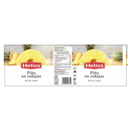 PIÑA EN RODAJAS EN SU JUGO HELIOS 825g image number