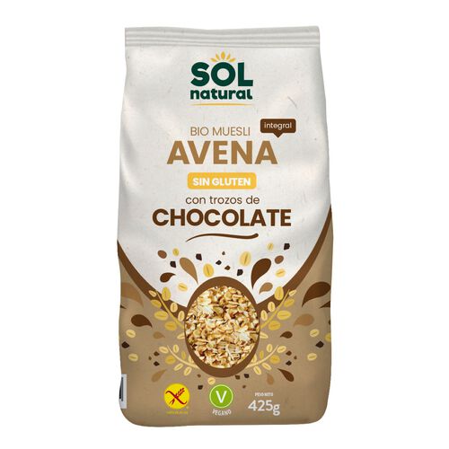 MUESLI DE AVENA Y CHOCOLATE BIO SIN GLUTEN 425g image number