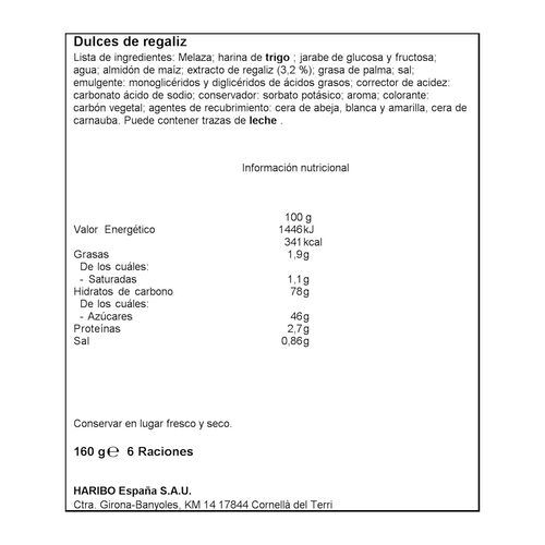 REGALIZ MEGA TORCIDA NEGRO 160g image number