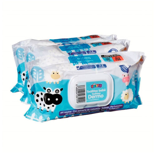 Toallitas BEBÉ dermo PASITOS 3x72uds image number