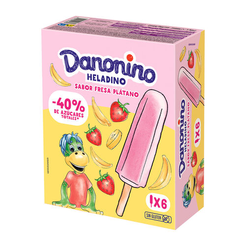 Helado polo de fresa y pl&aacute;tano DANONINO 6x50ml image number