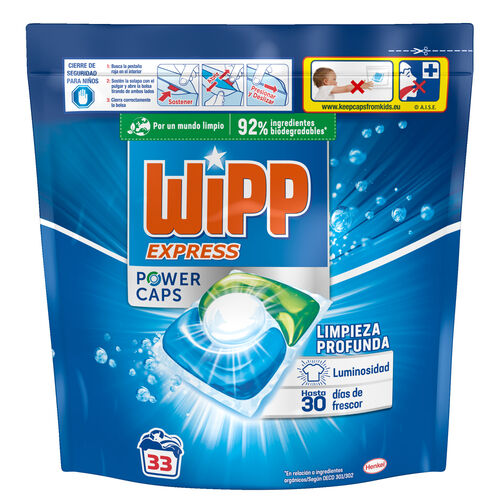 DETERGENTE CAPSULAS WIPP POWER CAPS 33 LAVADOS image number