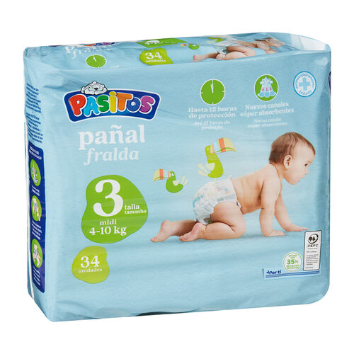 Pañal Talla 3 (4-10kg) PASITOS 34uds image number