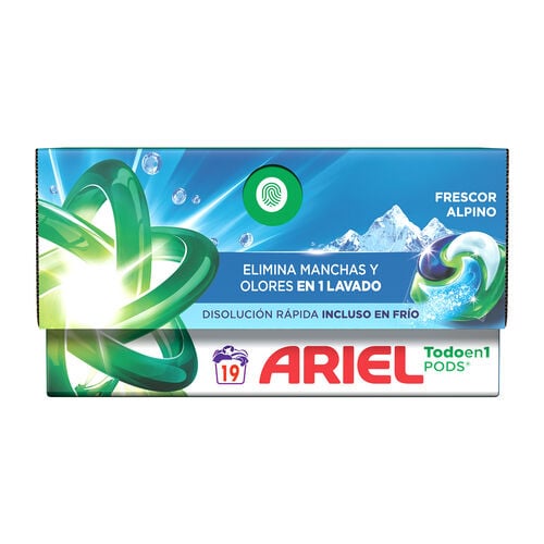 Detergente en c&aacute;psulas Todoen1 Frescor Alpino ARIEL 19 lavados image number