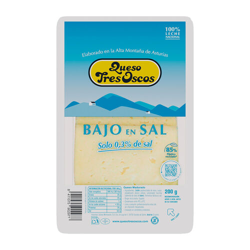 Queso bajo en sal en lonchas TRES OSCOS 200g image number