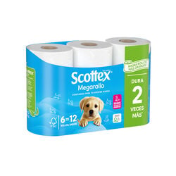 Papel higi&eacute;nico Megarrollo SCOTTEX 6 rollos
