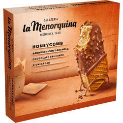 Helado sandwich caramelo honeycomb LA MENORQUINA 3x160ml
