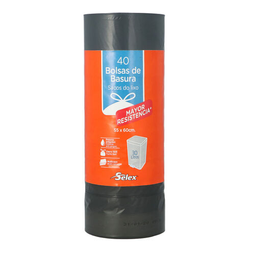 Bolsa de basura gris autocierre SELEX 30L 30uds image number