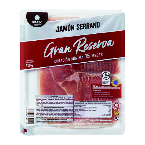 JAMON SERRANO GRAN RESERVA 15 MESES ALTEZA 210g image number