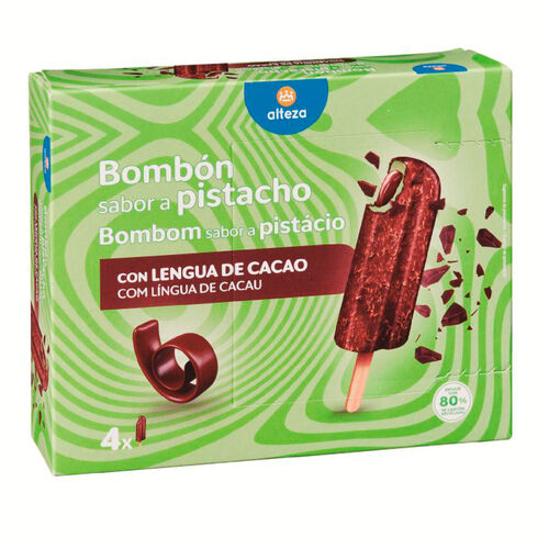 Helado bomb&oacute;n sabor a pistacho con lengua de cacao ALTEZA 4x75ml image number