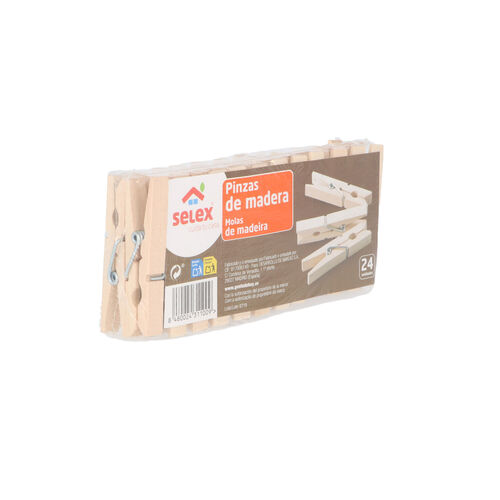 PINZAS SELEX MADERA 24uds image number