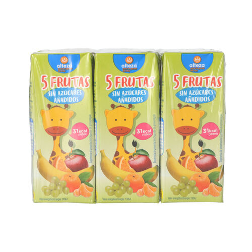 Bebida de zumo 5 frutas sin azucar ALTEZA pack 6x200ml image number