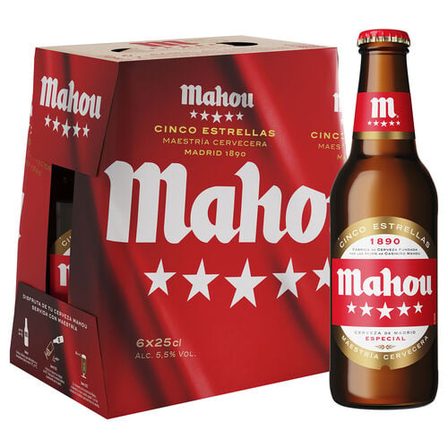 Cerveza Cinco Estrellas MAHOU 6x25cl image number