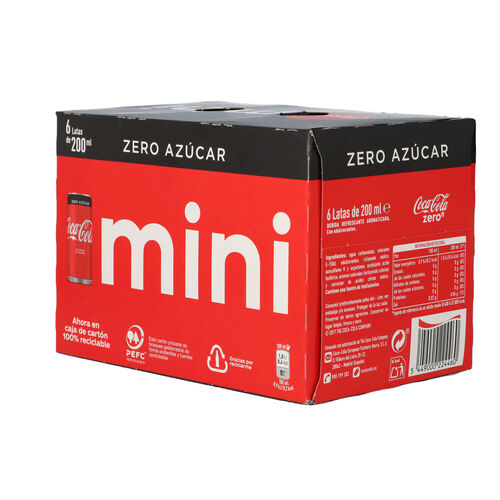 REFRESCO COCA COLA ZERO MINI 6x200ml image number