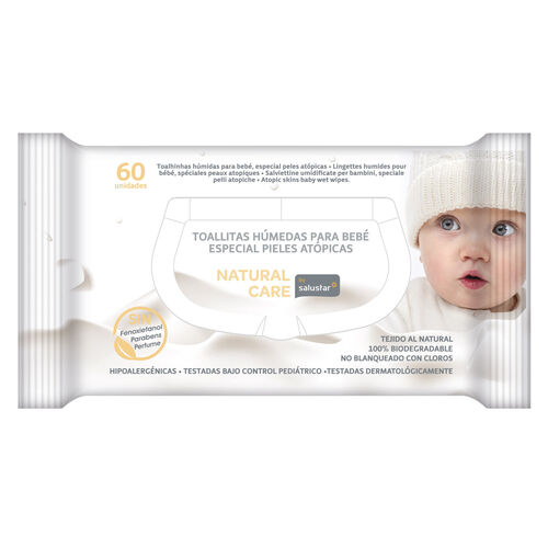 TOALLITAS INFANTILES BEBE HIPOALERGENICAS SALUSTAR 60uds image number