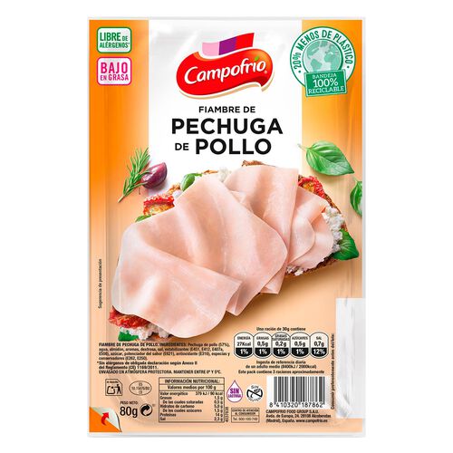 FIAMBRE DE PECHUGA DE POLLO CAMPOFRIO 80g image number