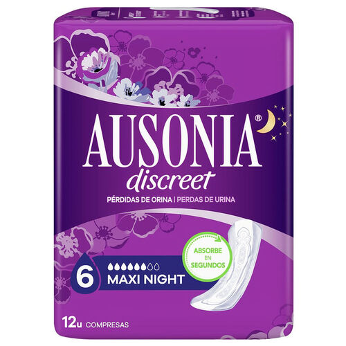 COMPRESA INCONTINENCIA AUSONIA DISCRET MAXI NOCHE 12uds image number
