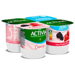 Yogur cremoso 0% con frutos silvestres ACTIVIA 4x115g