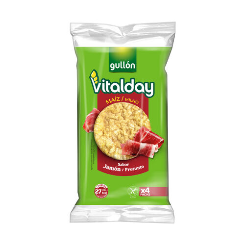 Tortitas de ma&iacute;z sabor jam&oacute;n ib&eacute;rico GULL&Oacute;N 103g image number