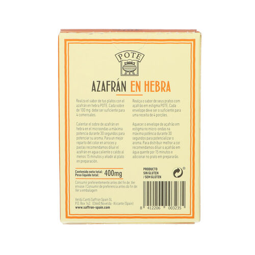 Azafr&aacute;n en hebra POTE 4x100mg image number