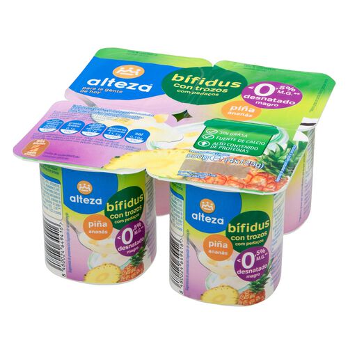 Yogur bifidus 0% con pi&ntilde;a ALTEZA 4x125g image number