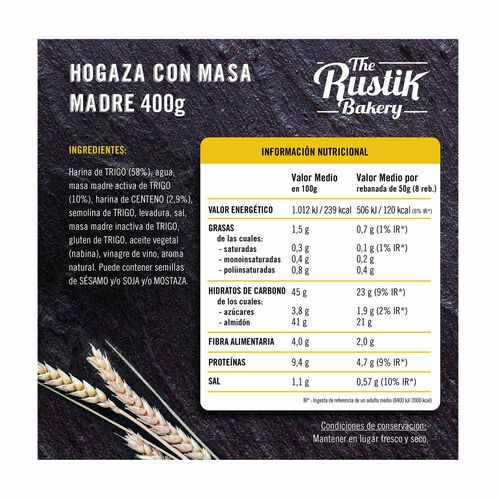HOGAZA DE PAN RUSTIK TRADICIONAL BIMBO 400g image number