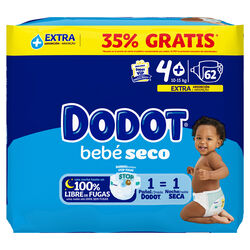 PAÑAL BEBE SECO DODOT TALLA 4 62uds