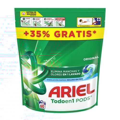 Detergente en c&aacute;psulas Todoen1 Original ARIEL 44+16 lavados image number