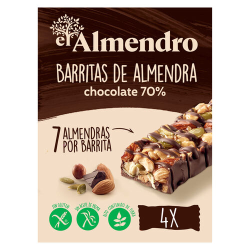 Barrita de almendra con chocolate negro 70% EL ALMENDRO 4x25g image number