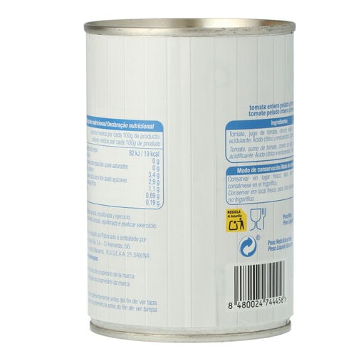 TOMATE ALTEZA ENTERO PELADO 390g image number