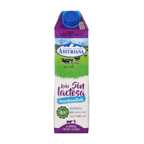LECHE SIN LACTOSA SEMIDESNATADA CENTRAL LECHERA ASTURIANA 1L image number