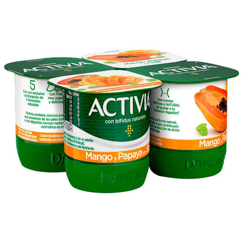Yogur de soja con mango y papaya ACTIVIA 4x120g image number