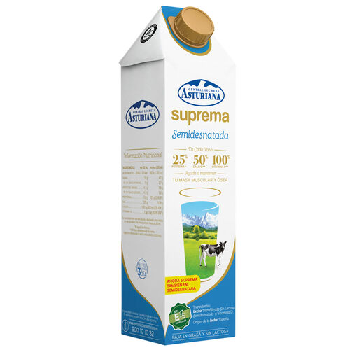 Leche semidesnatada Suprema Central Lechera ASTURIANA 1L image number