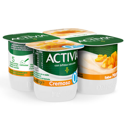 Yogur cremoso 0% con mango ACTIVIA 4x115g image number
