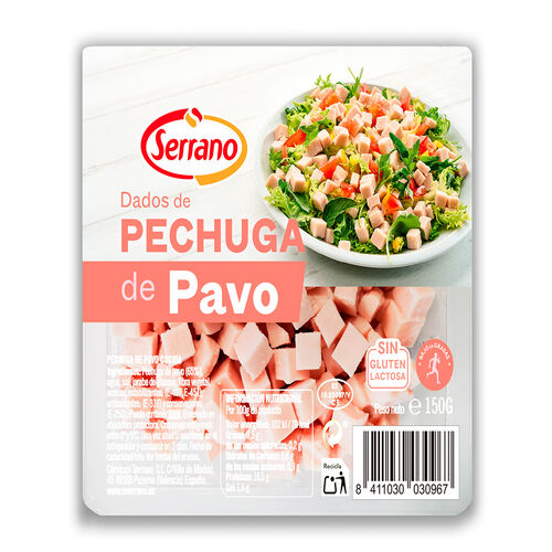 Dados de pechuga de pavo C&Aacute;RNICAS SERRANO 150g image number