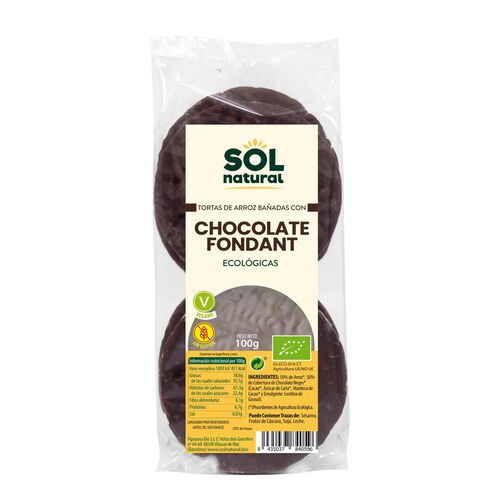TORTA DE ARROZ BAÑADA CON CHOCOLATE FONDANT BIO 100g image number