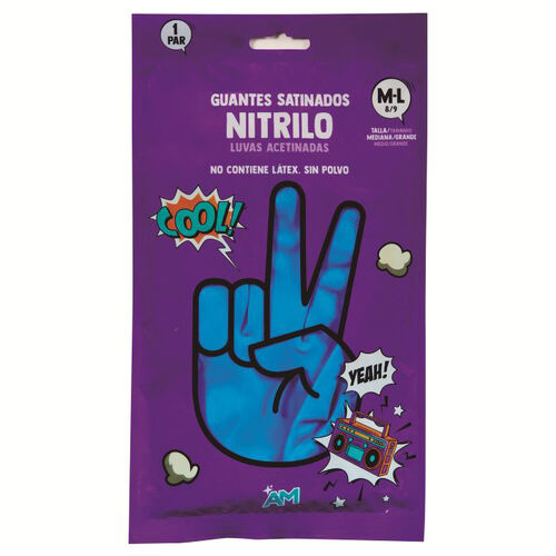 Guantes satinados NITRILO reutilizable Talla m/l AM image number