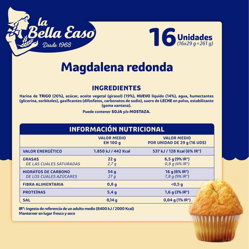 Magdalenas redondas LA BELLA EASO 464g image number