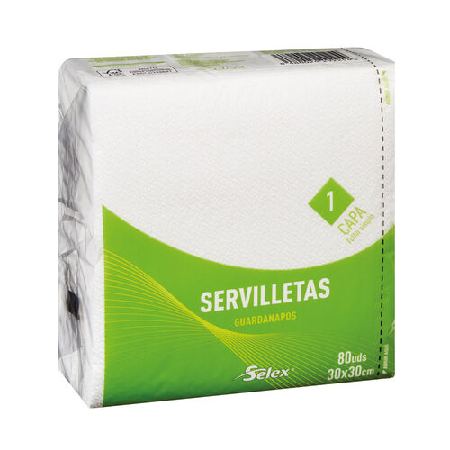 Servilleta papel SELEX blanca 30x30 1 capa paquete 80 uds image number