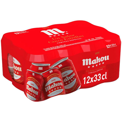 Cerveza MAHOU lata 33cl pack 12 latas image number