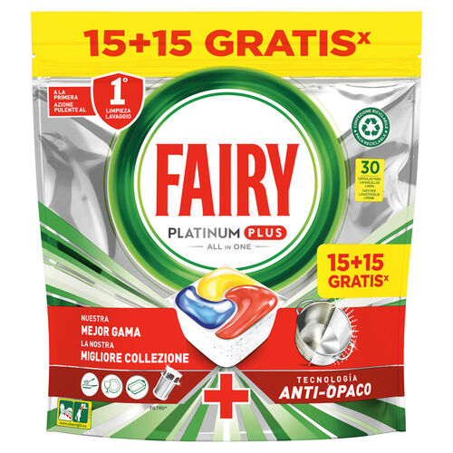 LAVAVAJILLAS PASTILLAS FAIRY PLATINIUM ALL IN ONE PLUS 15 LAVADOS image number