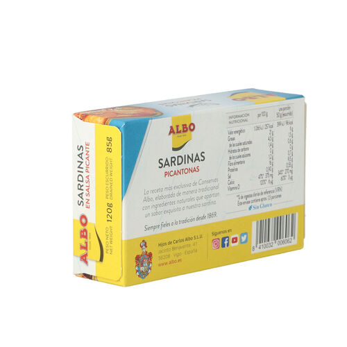 SARDINAS PICANTONAS ALBO 120g image number