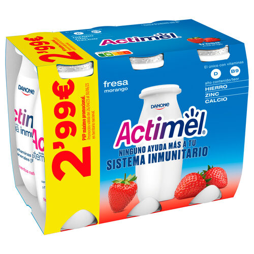 YOGUR LIQUIDO SABOR FRESA ACTIMEL 6x100ml image number
