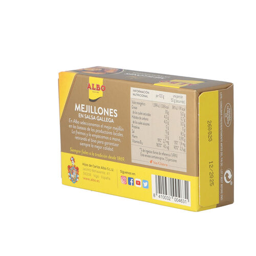 MEJILLON SALSA GALLEGA ALBO 12/16 115g image number