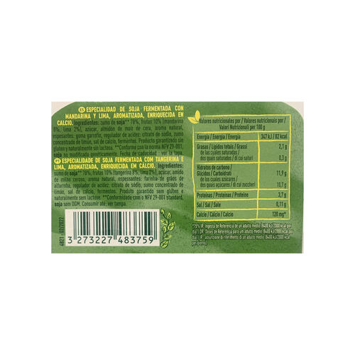Yogur de soja con mandarina y lima SOJASUN 4x100g image number