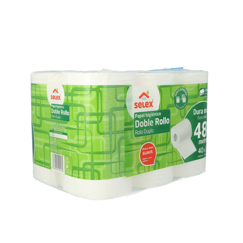 PAPEL HIGIENICO SELEX DOBLE ROLLO PACK 12uds image number