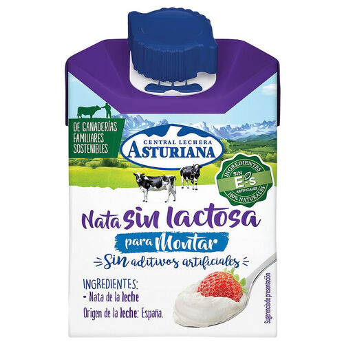 Nata sin lactosa para montar Central Lechera ASTURIANA 200ml image number