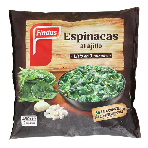ESPINACAS AJILLO FINDUS CONGELADAS 450g image number